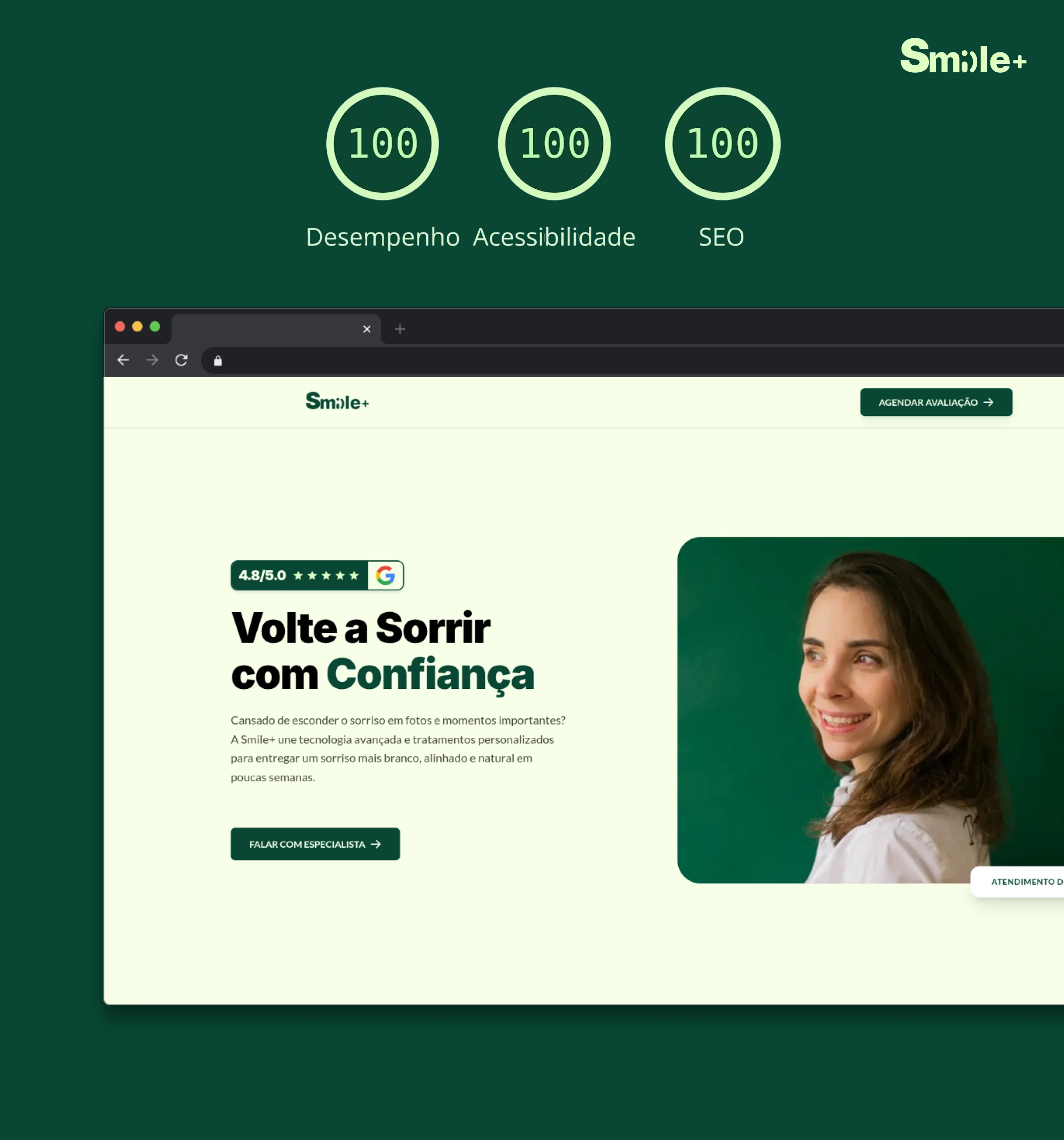 Projeto de site e design para Smile+